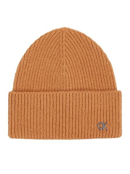 Calvin Klein Czapka K60K612592 Brązowy. Brązowe czapki Calvin Klein, bez wzorów, z wełny. Za 139,99 zł.