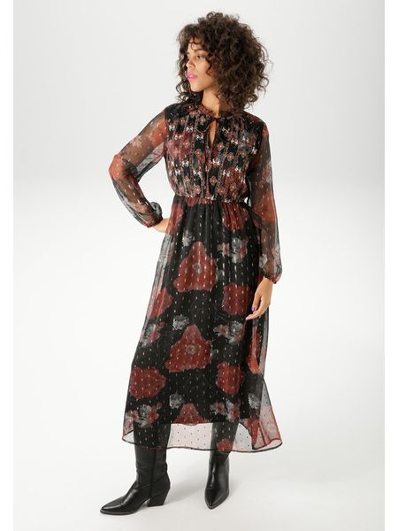 Aniston Sukienka w kolorze czarno-czerwonym rozmiar: 42. Czarne sukienki Aniston, na co dzień, bez wzorów, bez kołnierzyka, bez ramiączek, maxi, proste. Za 100,28 zł.