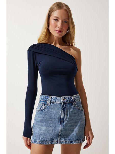 Happiness Istanbul Koszulka w kolorze granatowym rozmiar: 40. Niebieskie bluzki Happiness Istanbul, bez wzorów, bez kołnierzyka, bez ramiączek. Za 82,83 zł.