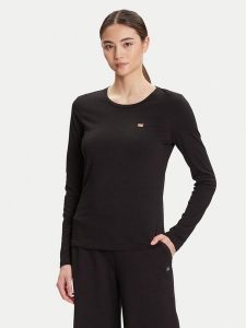 EA7 Emporio Armani Bluzka 7W000456 AF10373 UC001 Czarny Slim Fit. Czarne bluzki EA7 Emporio Armani, xxl, bez wzorów, z bawełny, bez kołnierzyka, bez ramiączek. Za 209,99 zł.