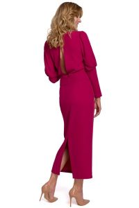 Elegancka sukienka z odkrytymi plecami i rozcięciem fiolet. Sukienki Sukienki.shop, na imprezę, m, bez wzorów, eleganckie, bez kołnierzyka, bez ramiączek. W wyprzedaży za 286,00 zł.