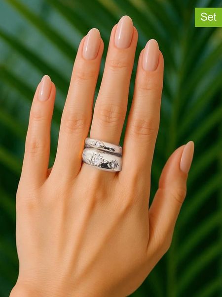 Lodie Silver Pierścionki (2 szt.) z cyrkoniami rozmiar: onesize. Szare pierścionki Lodie Silver, z cyrkonią, z mosiądzu. Za 43,57 zł.