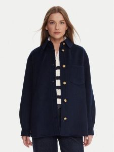 Tommy Hilfiger Płaszcz wełniany WW0WW46558 Granatowy Relaxed Fit. Niebieskie płaszcze TOMMY HILFIGER, na zimę, bez wzorów, z syntetyku, bez kaptura. Za 899,99 zł.