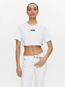 Vans T-Shirt Flying V Crew Crop Ii VN000GFF Biały Regular Fit. Białe t-shirty Vans, l, bez wzorów, z bawełny, bez kołnierzyka, bez ramiączek. Za 69,99 zł.