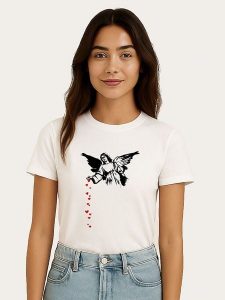 WOOOP Koszulka "Banksy Angel Hearts" w kolorze białym rozmiar: XXL. Białe bluzki Wooop, xxl, bez wzorów, z bawełny, bez kołnierzyka, bez ramiączek. Za 56,99 zł.