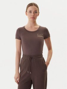 EA7 Emporio Armani T-Shirt 8NTT65 TJDQZ U6063 Brązowy Slim Fit. Brązowe t-shirty EA7 Emporio Armani, xs, bez wzorów, z bawełny, bez kołnierzyka, bez ramiączek. Za 289,99 zł.