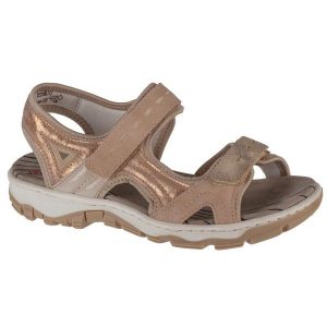 Sandały Rieker Sandals 68866-31 różowe. Czerwone sandały bez wzorów, z gumy, z otwartym noskiem, bez obcasa, bez zapięcia. Za 503,38 zł.