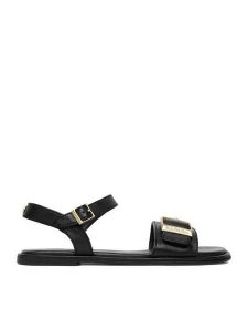 U.S. Polo Assn. Sandały EO-TEMPE002W/6L1 Czarny. Czarne sandały U.S. Polo Assn., bez wzorów, ze skóry, bez obcasa, na płaskiej podeszwie, bez zapięcia. Za 299,99 zł.