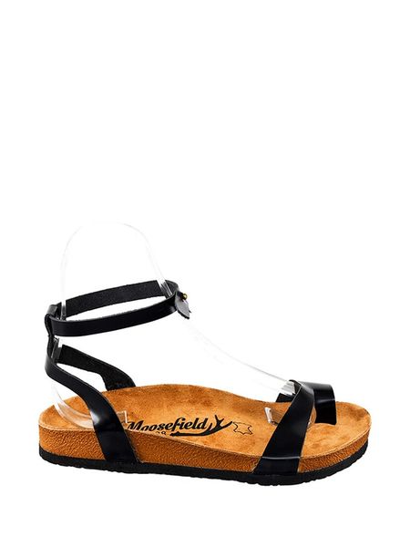Moosefield Skórzane sandały w kolorze czarnym rozmiar: 42. Czarne sandały Moosefield, bez wzorów, ze skóry, z otwartym noskiem, bez obcasa, bez zapięcia. Za 154,07 zł.