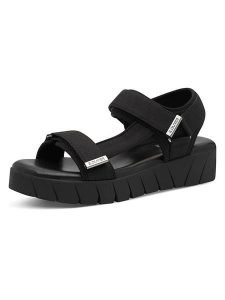 S.Oliver Sandały w kolorze czarnym rozmiar: 38. Czarne sandały s.Oliver, bez wzorów, z otwartym noskiem, bez obcasa, bez zapięcia. Za 130,99 zł.