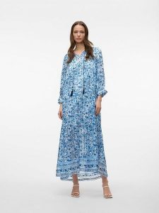 Vero Moda Sukienka w kolorze błękitno-białym rozmiar: M. Niebieskie sukienki Vero Moda, m, bez wzorów, bez kołnierzyka, bez ramiączek, maxi. Za 101,23 zł.