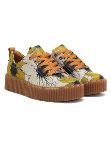 Goby Skórzane sneakersy w kolorze beżowo-żółtym rozmiar: 39. Brązowe trampki Goby, bez wzorów, bez zapięcia. Za 317,45 zł.