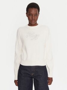 HUGO Sweter Slogix_B 50548145 Beżowy Relaxed Fit. Brązowe swetry klasyczne Hugo, xs, z wiskozy, bez kołnierzyka. Za 419,99 zł.