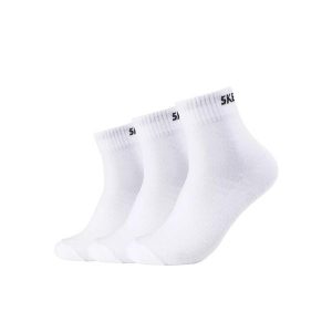 Skarpetki sportowe dla dorosłych 3PPK Unisex Mesh Ventilation Quarter Socks. Białe skarpetki Skechers, bez wzorów, z bawełny. Za 29,99 zł.