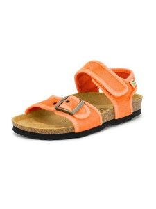 Natural world Sandały w kolorze pomarańczowym rozmiar: 25. Pomarańczowe sandały Natural World, bez wzorów, z otwartym noskiem, bez obcasa, bez zapięcia. Za 121,99 zł.