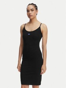 HUGO Sukienka letnia Narya 50563766 Czarny Slim Fit. Czarne kombinezony Hugo, na lato, xxl, bez wzorów, z bawełny, bez kołnierzyka, bez ramiączek. Za 349,99 zł.