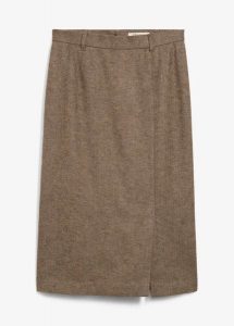 Spódnica ołówkowa z wełną. Brązowe spódnice bonprix, bez wzorów, z wełny, eleganckie. Za 219,99 zł.
