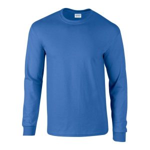 Ultra Bawełniana Koszulka Z Długim Rękawem Unisex Dla Dorosłych. Niebieskie bluzki GILDAN, xl, bez wzorów, z bawełny, sportowe, bez kołnierzyka, bez ramiączek. Za 107,99 zł.