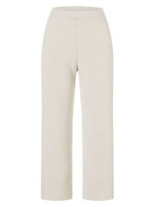 Maerz Muenchen Wełniane spodnie w kolorze kremowym rozmiar: 42. Brązowe spodnie z wysokim stanem Maerz Muenchen, bez wzorów, z materiału, z podwyższonym stanem. Za 252,99 zł.