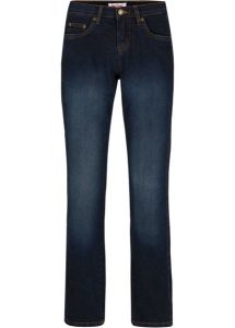 Dżinsy Straight Slim, Mid Waist, ze stretchem. Niebieskie jeansy bonprix, bez wzorów, z jeansu. Za 109,99 zł.