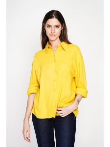 Le Jardin du Lin Lniana koszula w kolorze żółtym rozmiar: 36. Żółte koszule Le jardin du lin, bez wzorów, ze lnu, bez kołnierzyka, bez ramiączek. Za 108,99 zł.