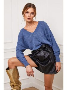 Joséfine Sweter "Chola" w kolorze niebieskim rozmiar: L. Niebieskie swetry oversize Joséfine, l, bez wzorów, z kaszmiru, bez ramiączek. Za 162,49 zł.