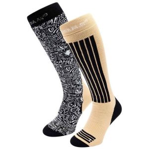 Skarpety narciarskie - 2 pary - czarne wielokolorowe. Czarne skarpetki POEDERBAAS, bez wzorów, z elastanu. Za 177,72 zł.