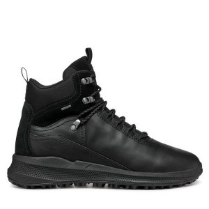 Trapery Geox. Czarne buty zimowe Geox, bez obcasa, bez zapięcia. Za 799,99 zł.