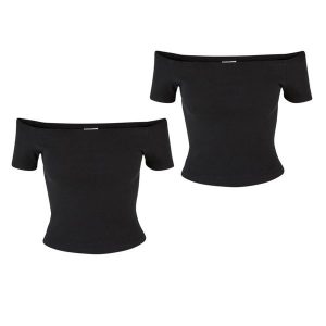 Top Na Ramiączkach Z Organicznej Bawełny W Prążki Dla Kobiet (zestaw 2 Sztuk). Czarne topy Urban Classics, xl, bez wzorów, z bawełny, casualowe, bez kołnierzyka, bez ramiączek. Za 84,99 zł.