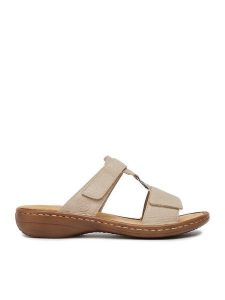 Rieker Klapki CEO-60885-62 Beżowy. Brązowe klapki Rieker, bez wzorów, ze skóry, bez obcasa. Za 289,99 zł.