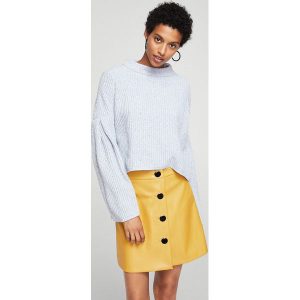 Mango - Sweter Adriana. Szare swetry klasyczne marki Mango, z dzianiny, z krótkim rękawem. W wyprzedaży za 59,90 zł.