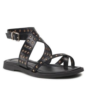 Sandały Lasocki. Czarne sandały Lasocki, bez wzorów, bez obcasa, na płaskiej podeszwie, bez zapięcia. Za 179,99 zł.