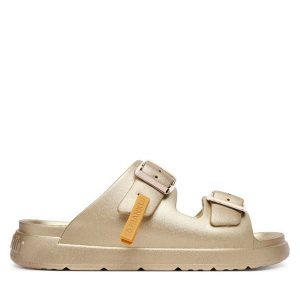 Sandały D.Franklin. Żółte sandały D.Franklin, bez wzorów, bez obcasa, na płaskiej podeszwie, bez zapięcia. Za 169,99 zł.