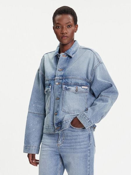 Calvin Klein Jeans Kurtka jeansowa LV047C730G Niebieski Regular Fit. Niebieskie kurtki Calvin Klein Jeans, xs, bez wzorów, z bawełny, bez kaptura. Za 419,99 zł.