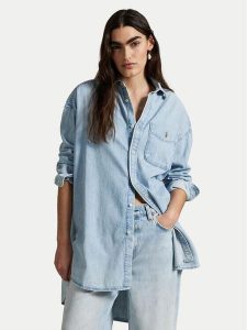 Polo Ralph Lauren Koszula jeansowa 211964726001 Niebieski Oversize. Niebieskie koszule Polo Ralph Lauren, l, bez wzorów, z bawełny, bez kołnierzyka, bez ramiączek. Za 489,00 zł.