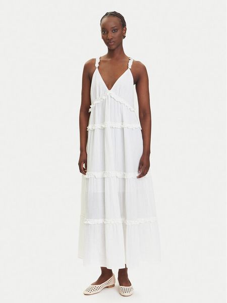 YAS Sukienka letnia Anina 26038014 Biały Regular Fit. Białe kombinezony YAS, na lato, bez wzorów, z bawełny, bez kołnierzyka, bez ramiączek. Za 159,99 zł.