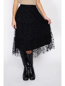 ASSUILI Spódnica w kolorze czarnym rozmiar: 42. Czarne spódnice Assuili, bez wzorów, z tiulu, klasyczne, midi. Za 135,81 zł.