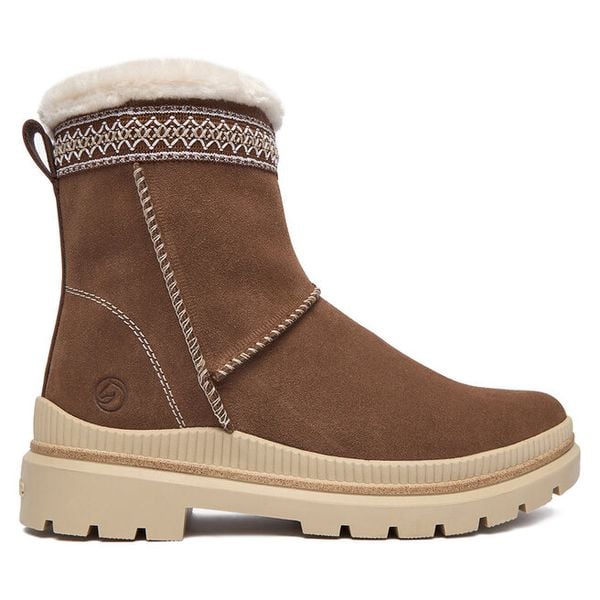 Botki Remonte. Brązowe botki Remonte, bez wzorów, bez obcasa, na płaskiej podeszwie, bez zapięcia. Za 359,99 zł.