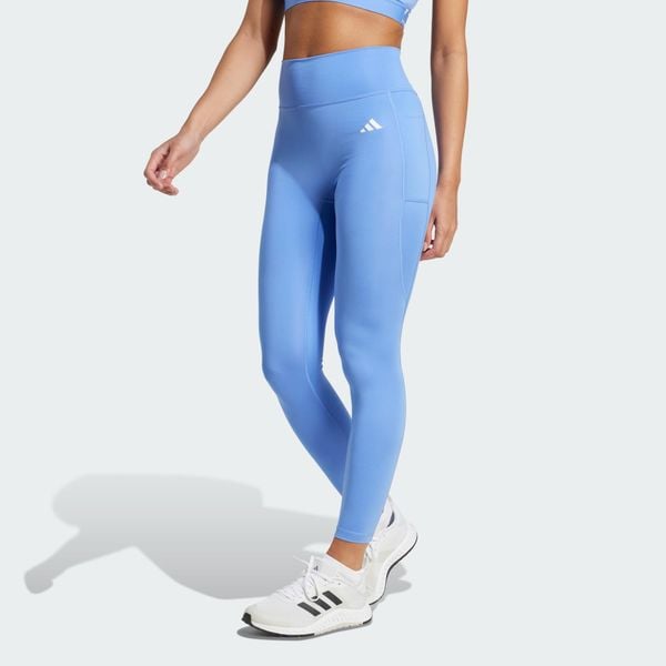 Legginsy 7/8 bez szwu z przodu Optime Essentials. Niebieskie legginsy ADIDAS, bez wzorów. Za 219,00 zł.