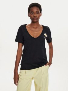 Desigual T-Shirt Vini 24WWTK41 Czarny Regular Fit. Czarne t-shirty Desigual, s, bez wzorów, z bawełny, bez kołnierzyka, bez ramiączek. Za 109,99 zł.