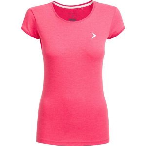T-shirt damski TSD616 - ciemny róż melanż - Outhorn. T-shirty marki Outhorn. W wyprzedaży za 24,99 zł.