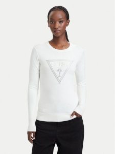 Guess Sweter W6YR28 Z0976 Kremowy Regular Fit. Białe swetry klasyczne Guess, xs, z wiskozy, bez kołnierzyka. Za 344,99 zł.