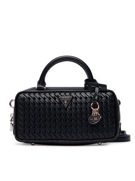 Guess Torebka Kora Mini HWWG97 48760 Czarny. Czarne kuferki Guess, z aplikacjami, ze skóry, bez dodatków. Za 538,99 zł.