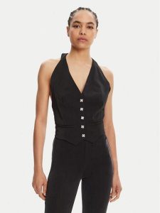 Morgan Kamizelka 251-CTEO.F Czarny Slim Fit. Czarne kamizelki Morgan, bez wzorów, z syntetyku, bez kołnierzyka, bez ramiączek, bez kaptura. Za 159,99 zł.