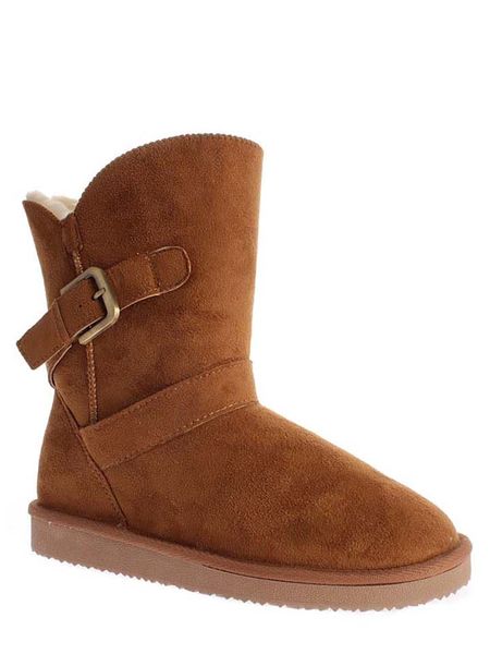 ISLAND BOOT Botki zimowe "Eveline" w kolorze jasnobrązowym rozmiar: 37. Brązowe botki Island Boot, na zimę, bez wzorów, z materiału, bez obcasa, na platformie, bez zapięcia. Za 121,51 zł.