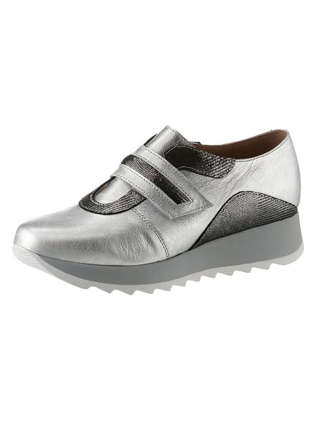 Heine Skórzane sneakersy w kolorze srebrnym rozmiar: 37. Szare trampki Heine, bez wzorów, bez zapięcia. Za 149,95 zł.