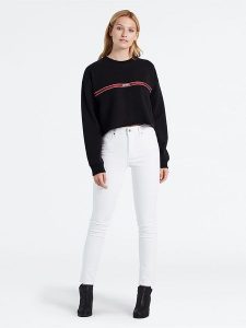 Levi´s Dżinsy - Skinny fit - w kolorze białym rozmiar: W28/32. Białe jeansy z aplikacjami, z podwyższonym stanem. Za 180,06 zł.