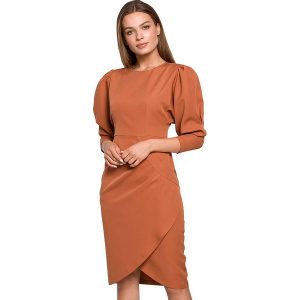 Stylove Sukienka w kolorze jasnobrązowym rozmiar: S. Brązowe sukienki Stylove, s, bez wzorów, bez kołnierzyka, bez ramiączek, mini. Za 109,78 zł.