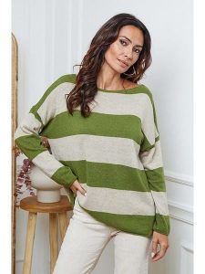 So Cachemire Sweter "Epi" w kolorze zielono-beżowym rozmiar: S. Brązowe swetry oversize So Cachemire, s, bez wzorów, z kaszmiru, bez ramiączek. Za 217,95 zł.