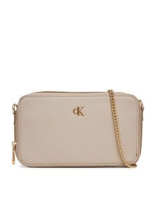 Calvin Klein Torebka Minimal Mono Camera Bag LV04K1086G Beżowy. Brązowe torebki klasyczne Calvin Klein, bez wzorów, ze skóry, bez dodatków. Za 279,99 zł.